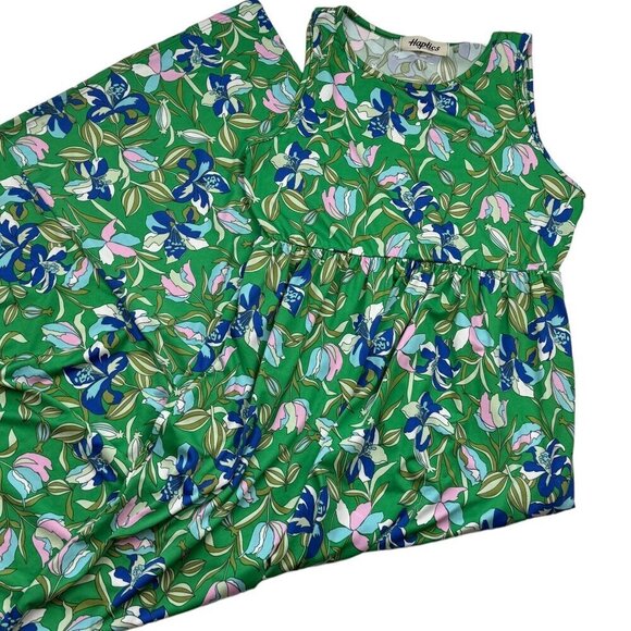 Haptics Kelly Green & Blue Floral Print Fit and Flare Maxi Dress Women's Size M - Picture 1 of 9